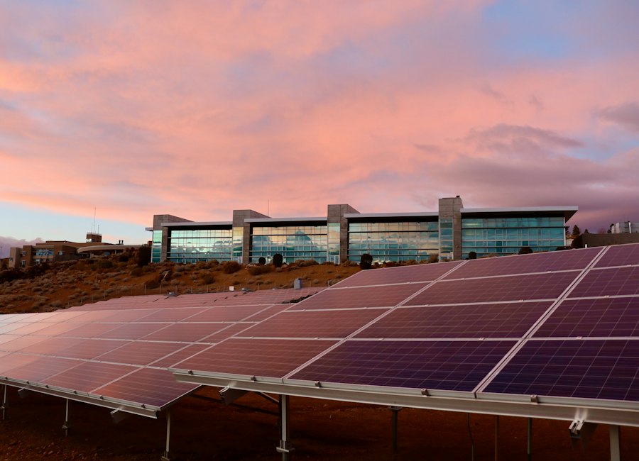 Building with solar panels